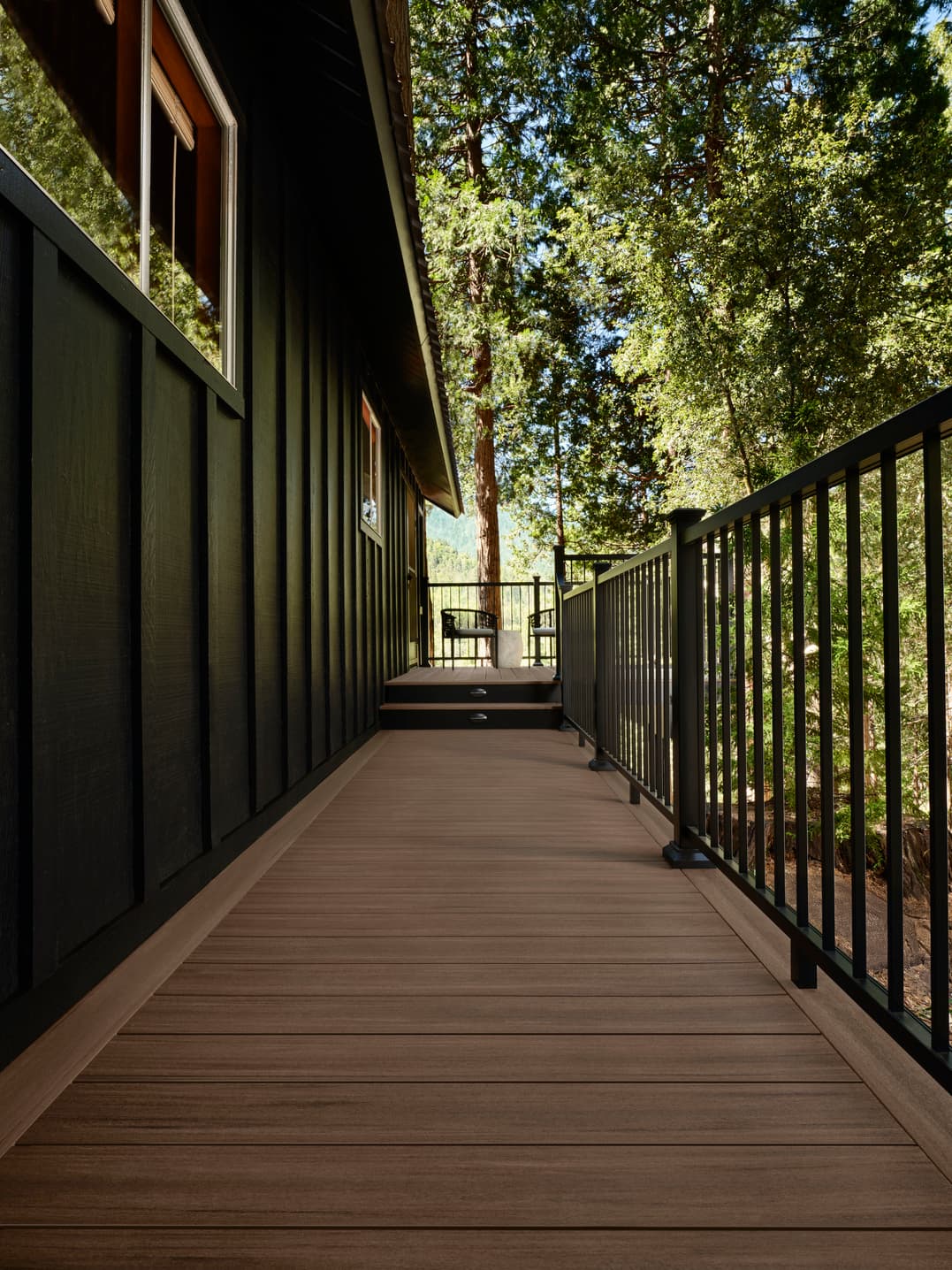 TimberTech Vintage English Walnut deck with outdoor living space